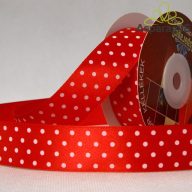 SZATÉN SZALAG PÖTTYÖS 25MMX20M/ PIROS