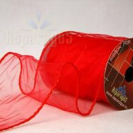 ORGANZA SZALAG DRÓTOS 10CMX10M/ PIROS