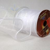 ORGANZA SZALAG DRÓTOS 6,4CMX10M/ FEHÉR