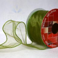 ORGANZA SZALAG DRÓTOS 6,4CMX10M/ DOHÁNYZÖLD
