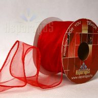 ORGANZA SZALAG DRÓTOS 6,4CMX10M/ PIROS