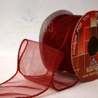 ORGANZA SZALAG DRÓTOS 6,4CMX10CM/ BORDÓ