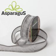 CSIPKÉS SZÉLŰ ORGANZA SZALAG 25MMX10Y/ EZÜST