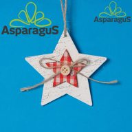 FA CSILLAG AKASZTÓVAL 7,5CM/ FEHÉR (3DB/ CS)