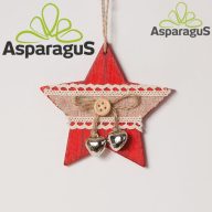 FA CSILLAG AKASZTÓVAL 9CM/ PIROS (2DB/ CS)
