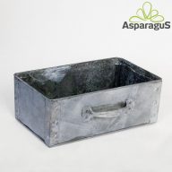 ASZTALI DEKOR LÁDA, BÁDOG 16X27X10CM/ SZÜRKE