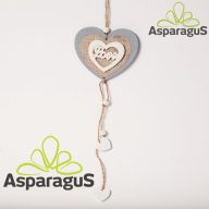 FA SZÍV AKASZTÓVAL 9CM LOVE/ SZÜRKE