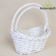   DELIKÁT KOSÁR OVÁLIS D:35X25CM H:19CM FÜL:40CM/FEHÉR S/2