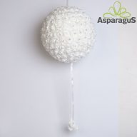 HABRÓZSA GÖMB GYÖNGGYEL 25CM/FEHÉR