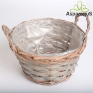 DELIKÁT KOSÁR FÜLLEL D:20CM  H:10CM/ SZÜRKE