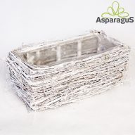 VESSZŐ DEKOR KASPÓ SZÖGLETES 34CMX17CM, H:12CM/FEHÉR