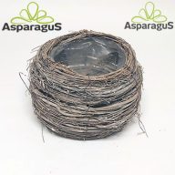 VESSZŐ DEKOR KASPÓ D:18CM, H:12CM/SZÜRKE