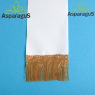 KOSZORÚ SZALAG 8CMX190CM SIMA/FEHÉR/ARANY ROJT (10DB/CS)