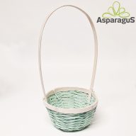 BAMBUSZ KOSÁR FÜLLEL D:16 H:9,5CM FÜL:32CM/ALMAZÖLD
