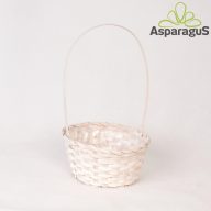 BAMBUSZ KOSÁR FÜLLEL D:23 H:11CM FÜL:35CM/FEHÉR