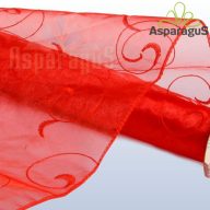 ORGANZA HÍMZETT INDÁS 48CMX5M/ PIROS