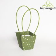 12,5X11,5X8CM VIRÁGTÁSKA PÖTTYÖS/DOHÁNYZÖLD (5DB/CS)