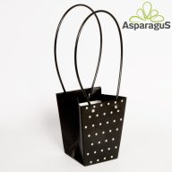 15,5X13X9CM VIRÁGTÁSKA PÖTTYÖS/FEKETE (5DB/CS)
