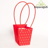 15,5X13X9CM VIRÁGTÁSKA PÖTTYÖS/PIROS (5DB/CS)
