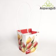 15,5X13X9CM VIRÁGTÁSKA/TULIPÁNOS/FEHÉR (5DB/CS)