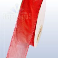 ORGANZA DRÓTOS SZÖVÖTT SZÉLŰ 25MMX10M/ PIROS