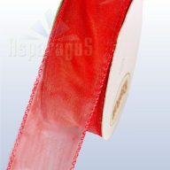 ORGANZA DRÓTOS SZÖVÖTT SZÉLŰ 38MMX10M/ PIROS