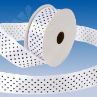 SZATÉN SZALAG PÖTTYÖS 25MMX10M/ FEHÉR