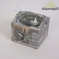 MÉCSESTARTÓ CSILLAGOS 9,5x9,5x8CM/ SZÜRKE