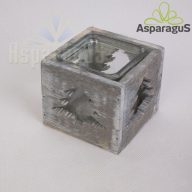 MÉCSESTARTÓ FENYŐFÁS 9,5x9,5x8CM/ SZÜRKE